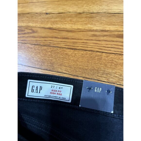 Gap Kick Fit High Rise Jeans Women's Size 4 Black Denim Frayed Hem NWT $69.95 - Picture 3 of 5